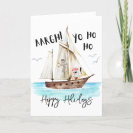 Tarjeta Festiva Navidades Yo Ho Ho Pirate Santa