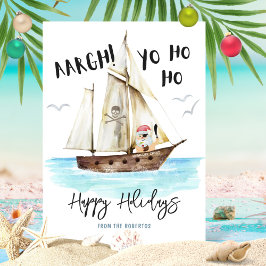 Tarjeta Festiva Navidades Yo Ho Ho Pirate Santa