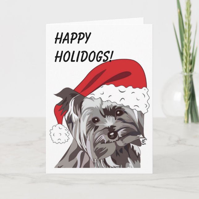 Tarjeta Festiva Navidades Yorkie (Anverso)