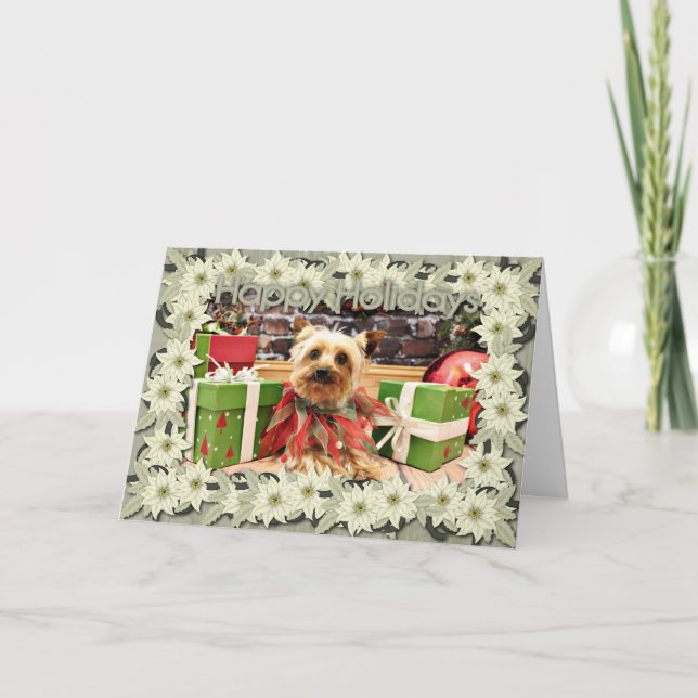 Tarjeta Festiva Navidades - Yorkie - Kensey (Anverso)