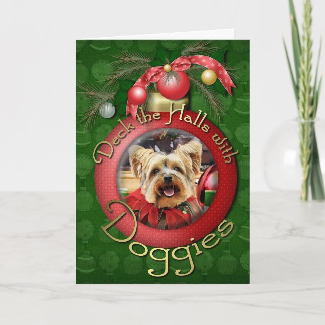 Tarjeta Festiva Navidades - Yorkshire Terrier - Bella (Anverso)