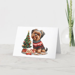 Tarjeta Festiva Navidades Yorkshire Terrier Dogs