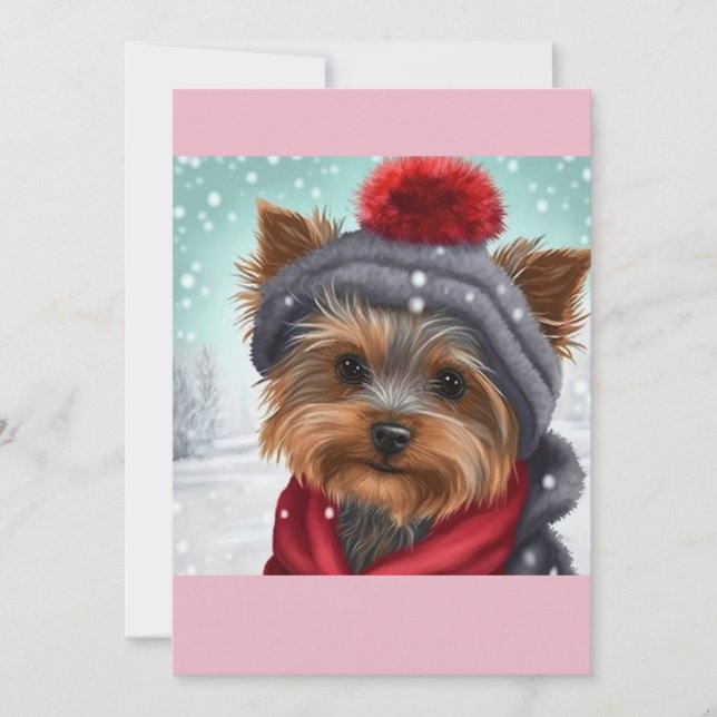 Tarjeta Festiva Navidades Yorkshire Terrier Gift T-Shirt (Anverso)