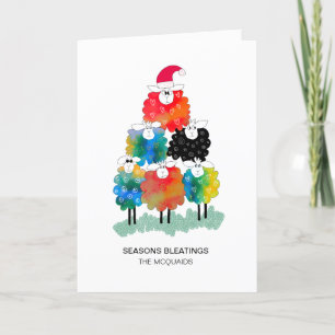 Tarjeta Festiva Navideñas Ovejas De Temporada Balidos Lindos Festi
