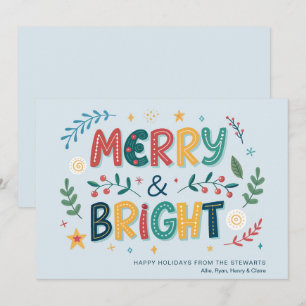 Tarjeta Festiva Navideño Alegre y Brillante Sin Foto
