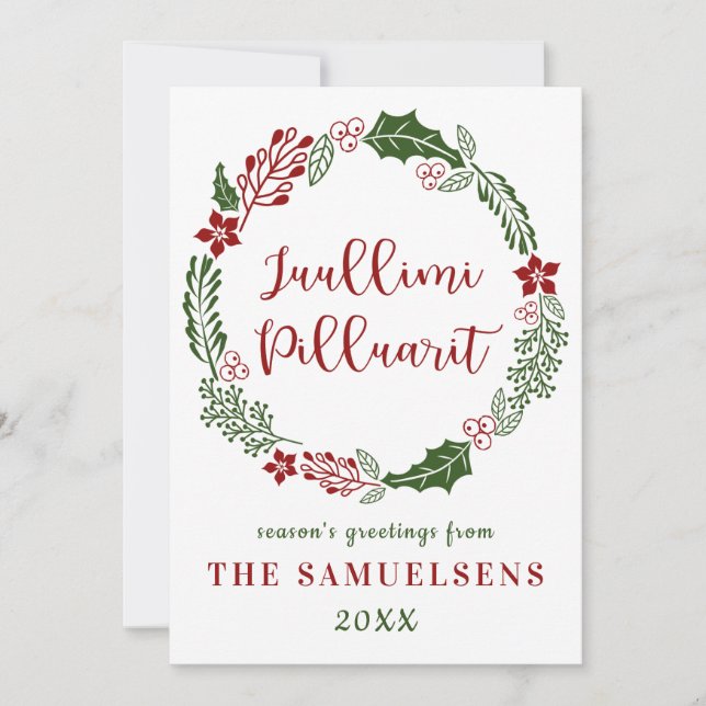 Tarjeta Festiva Navideño groenlandés Feliz Navidad, Personalizado (Anverso)