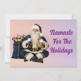 Tarjeta Festiva Navy Blue Meditating Santa Holiday Card -Spiritual
