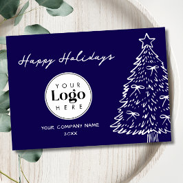 Tarjeta Festiva Navy Custom Logo Christmas Business Thank You Card