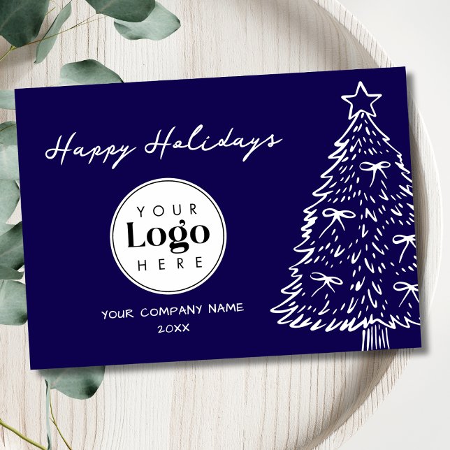 Tarjeta Festiva Navy Custom Logo Christmas Business Thank You Card (Subido por el creador)