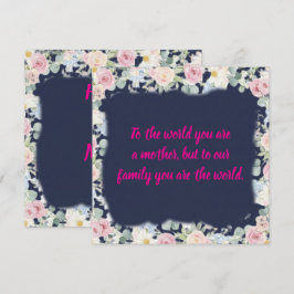 Tarjeta Festiva Navy Floral Pink Typography Mother's Day Card