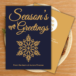 Tarjeta Festiva Navy & Gold Business Holiday Card