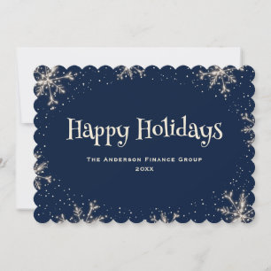 Tarjeta Festiva Negocio de copos de nieve brillantes azules modern