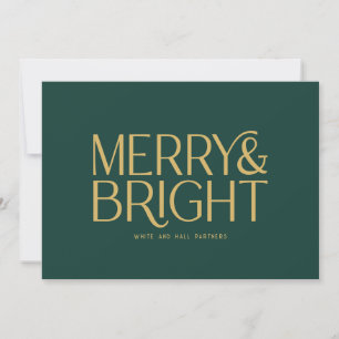 Tarjeta Festiva Negocio minimalista y brillante   Oro verde