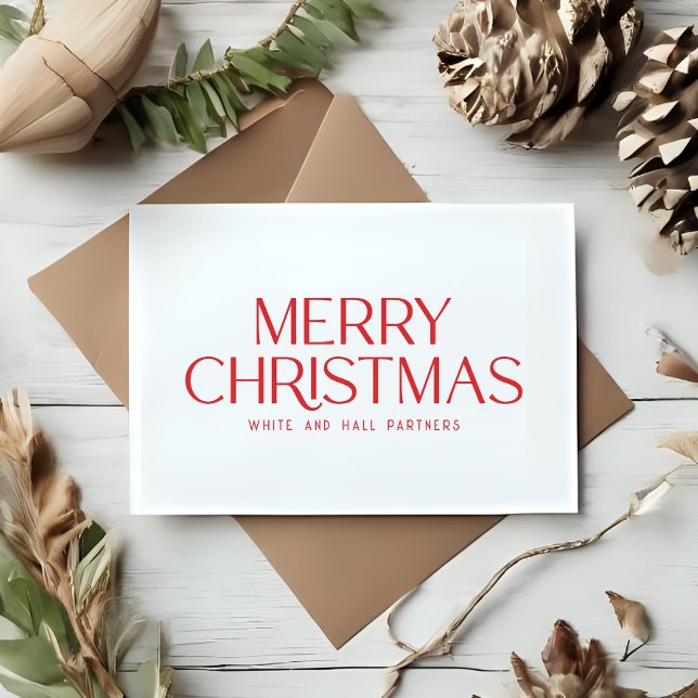 Tarjeta Festiva Negocio navideño minimalista | Blanco rojizo (Subido por el creador)
