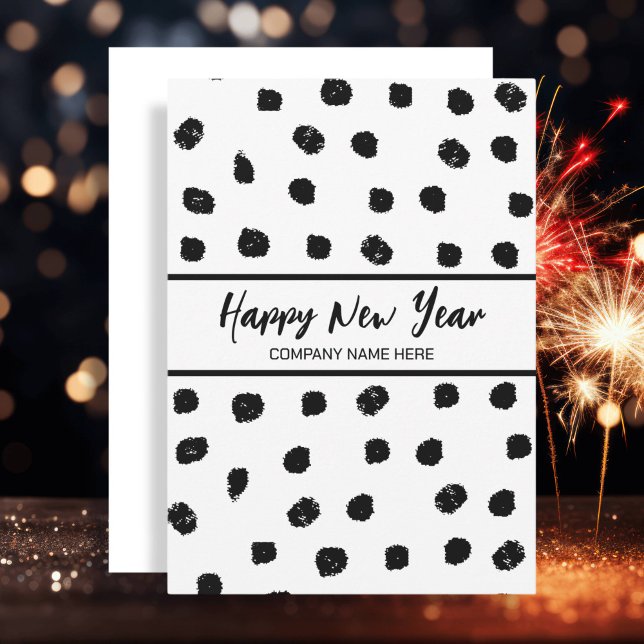 Tarjeta Festiva Negocio personalizado Año Nuevo blanco y negro (Subido por el creador)