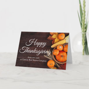 Tarjeta Festiva Negocios Personalizados Feliz Día de Acción de Gra