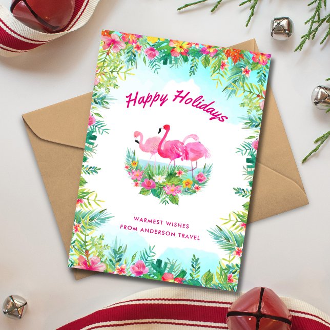 Tarjeta Festiva Negocios Tropical Happy Holidays (Subido por el creador)