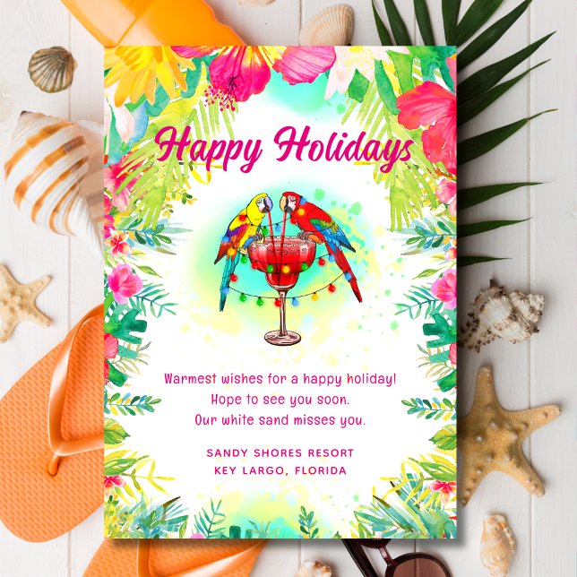 Tarjeta Festiva Negocios Tropical Happy Holidays (Subido por el creador)