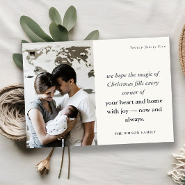 Tarjeta Festiva Negrita Mínima 1 Foto Navidades en blanco y negro