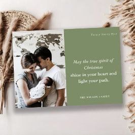 Tarjeta Festiva Negrita mínima 1 foto Navidades verdes dudosos Esp