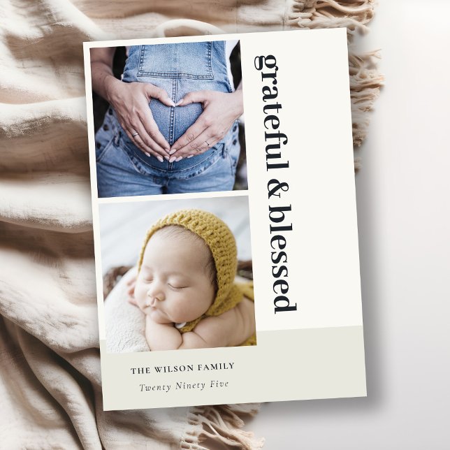 Tarjeta Festiva Negrita Minimal 2 Foto Reja Negra Agradecido y Ben (Subido por el creador)