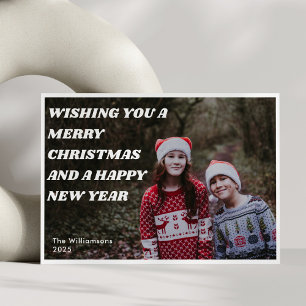 Tarjeta Festiva Negrita Superposición de Texto Blanco Retro Foto N