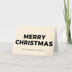Tarjeta Festiva Negrita Vintage Bloque Escritura Merry Christmas