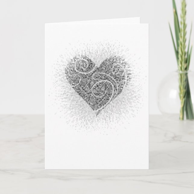 Tarjeta Festiva Negro en corazón (Anverso)