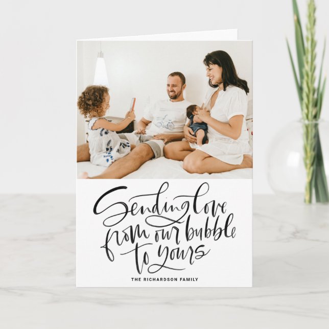 Tarjeta Festiva Negro envía amor de nuestra burbuja a su foto (Anverso)