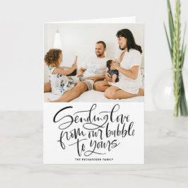 Tarjeta Festiva Negro envía amor de nuestra burbuja a su foto