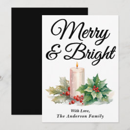 Tarjeta Festiva Negro manuscrito merry y brillante