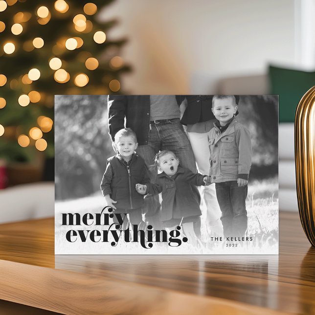 Tarjeta Festiva Negro | Merry Everything Photo (Subido por el creador)
