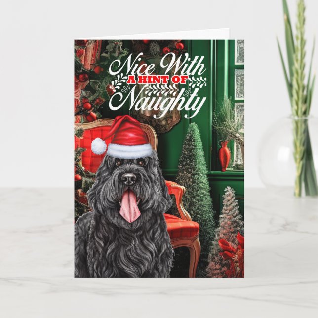 Tarjeta Festiva Negro Rusia Terrier Navidades Perro Ntrina Niza (Anverso)