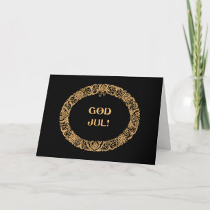 Tarjeta Festiva Negro sueco del Oro-efecto de la guirnalda del