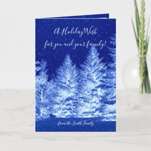 Tarjeta Festiva Neon Blue Christmas Tree