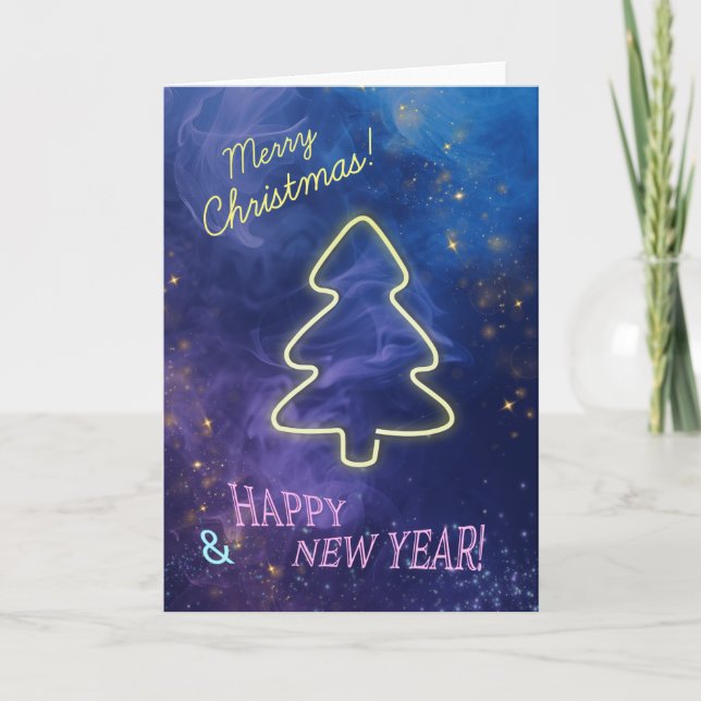 Tarjeta Festiva Neon Christmas Tree Card (Anverso)