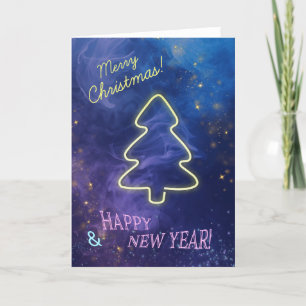 Tarjeta Festiva Neon Christmas Tree Card
