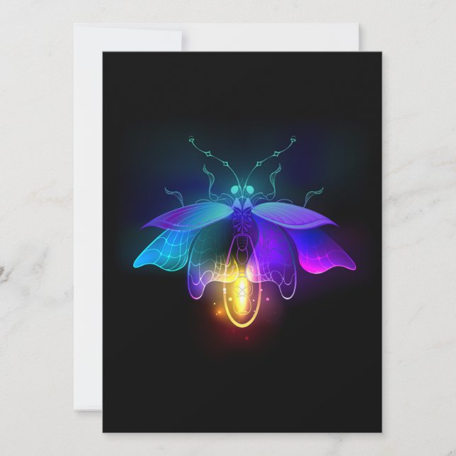 Tarjeta Festiva Neon Firefly en negro (Anverso)