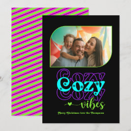 Tarjeta Festiva Neon Glow Cosy Vibes Solo Navidades Foto