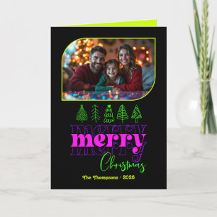 Tarjeta Festiva Neon Glow Hand Drake Merry Christmas Photo