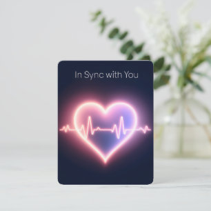 Tarjeta Festiva Neón Latido de Corazón Resplandor Simbolizando Amo