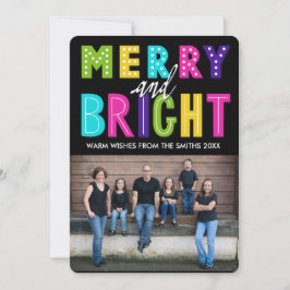 Tarjeta Festiva Neon Merry y Bright