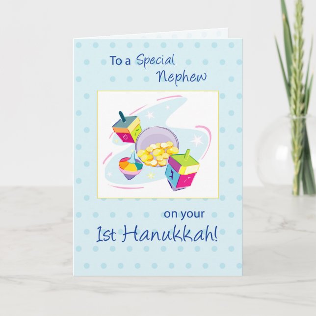 Tarjeta Festiva Nephew First Hanukkah (Anverso)