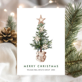 Tarjeta Festiva Neutral Bohemian Christmas Tree Corporate