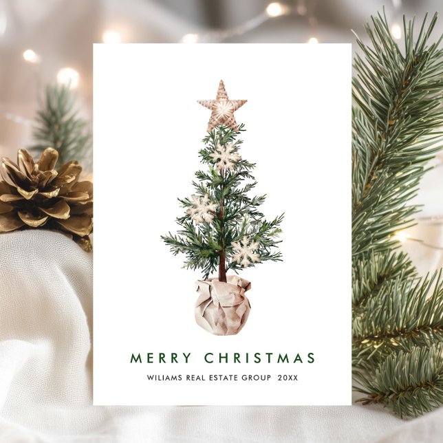 Tarjeta Festiva Neutral Bohemian Christmas Tree Corporate (Subido por el creador)