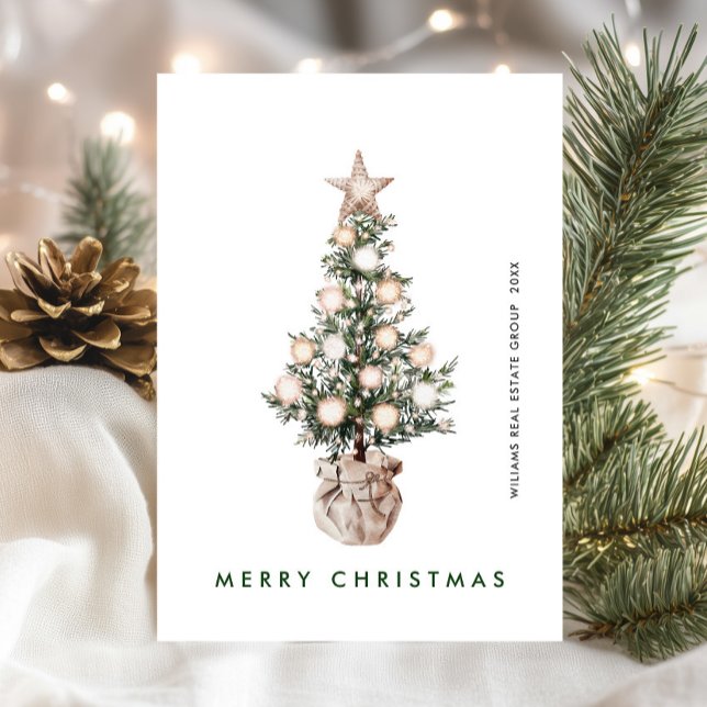 Tarjeta Festiva Neutral Bohemian Christmas Tree Corporate (Subido por el creador)