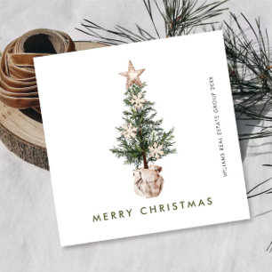 Tarjeta Festiva Neutral Bohemian Christmas Tree Corporate