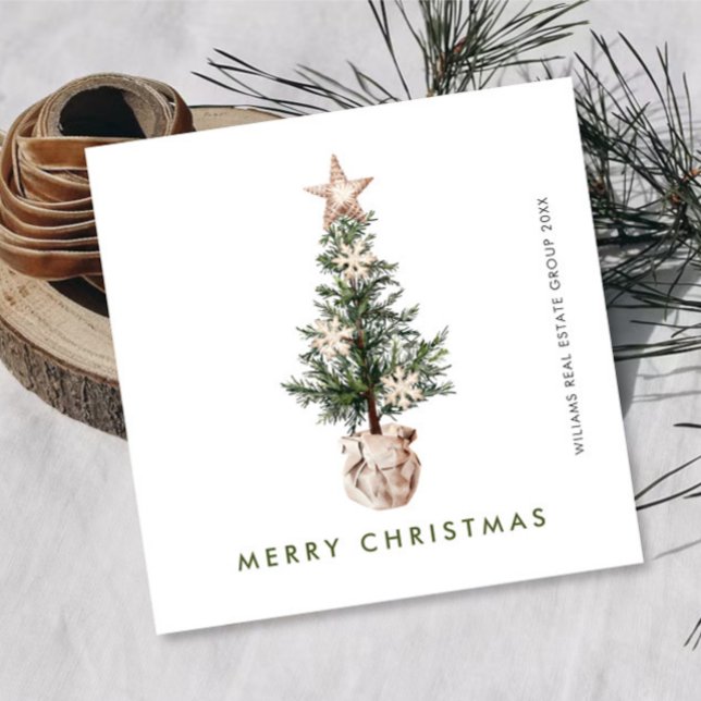 Tarjeta Festiva Neutral Bohemian Christmas Tree Corporate (Subido por el creador)