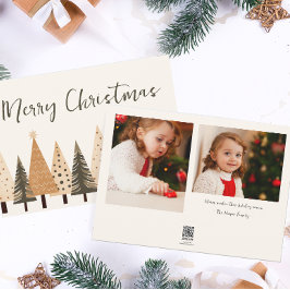 Tarjeta Festiva Neutral de los bosques de invierno Dos Navidades d