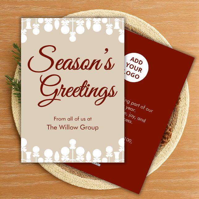 Tarjeta Festiva Neutral Holiday Card | Custom Business Logo (Subido por el creador)